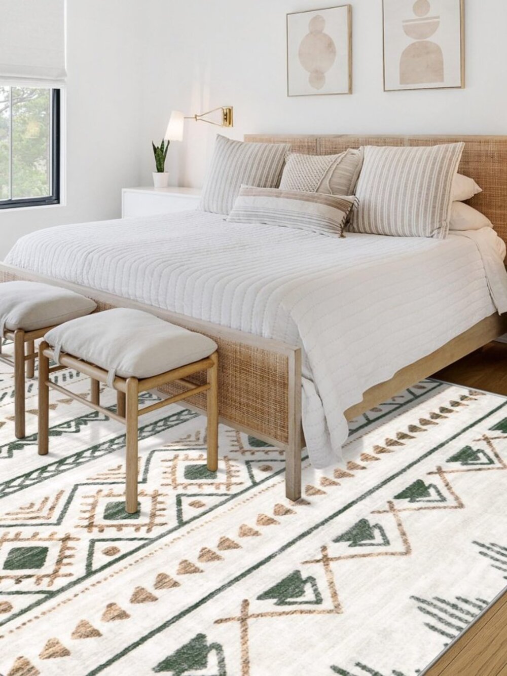 Area Rug Living Room Rugs 8x10 - Large Soft Boho Geometric Rug, Non-Slip - Picture 3 of 8